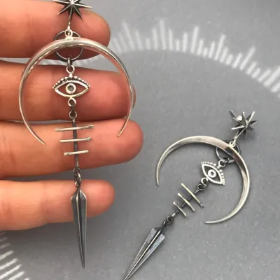 Gothic Halloween Evil Eye Punk Metal Earrings