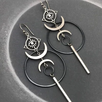Gothic Halloween Evil Eye Punk Metal Earrings
