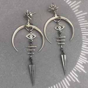 Gothic Halloween Evil Eye Punk Metal Earrings