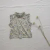 White Background Green Flower Top