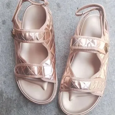 Summer Women Casual Plus Size Solid Color Velcro Peep Toe Flat Sandals