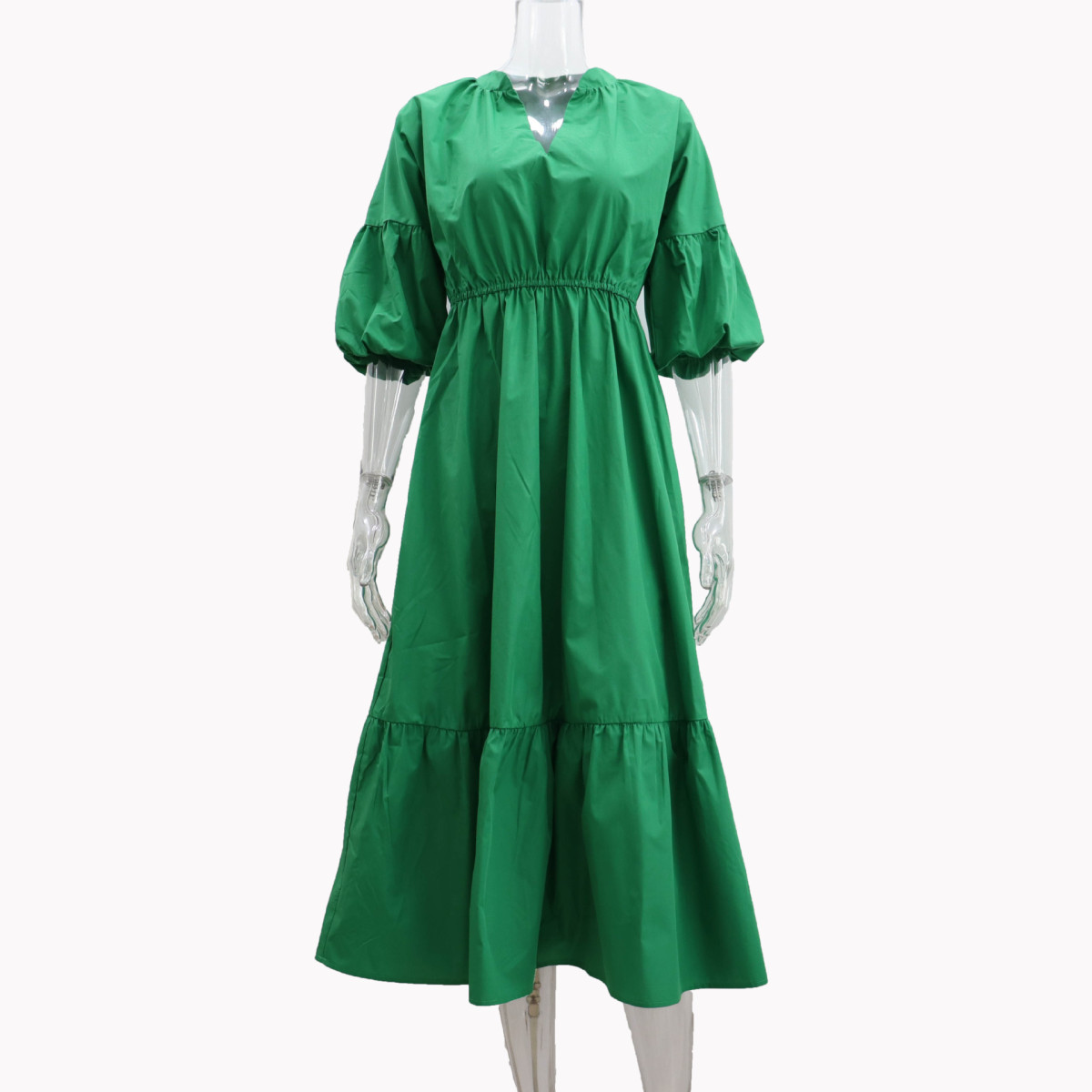Wholesale Women Fashion Solid Color Casual V-Neck Maxi Dress