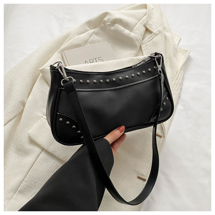 Wholesale Women Fashion Vintage Studded Zipper Square PU