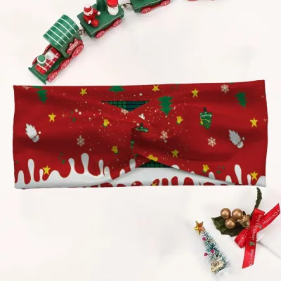 Christmas Cartoon Santa Snowflake Elastic Plaid Hair Band for Unisex