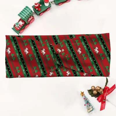 Christmas Cartoon Santa Snowflake Elastic Plaid Hair Band for Unisex