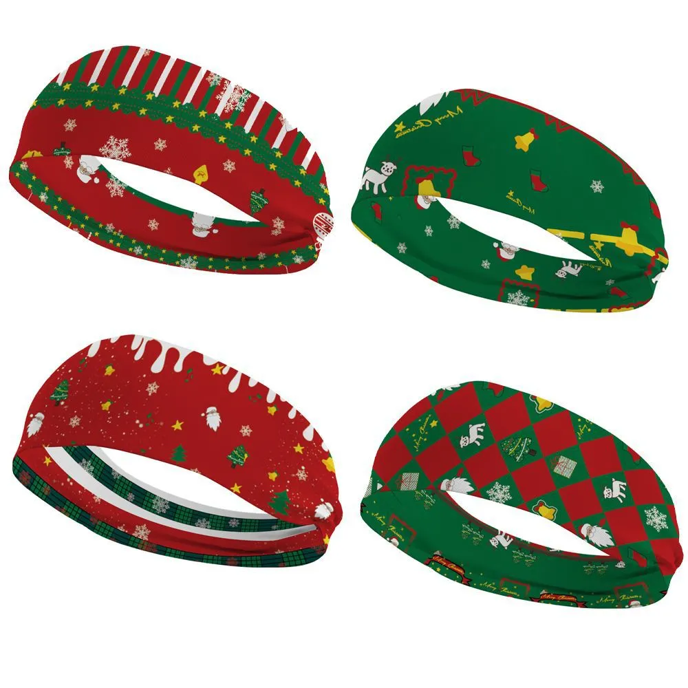 Christmas Cartoon Santa Snowflake Elastic Plaid Hair Band for Unisex