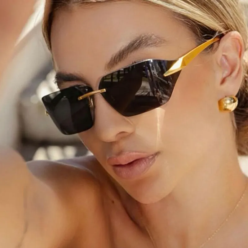 Women Fashion Y2K Frameless Sunglasses Metal PC