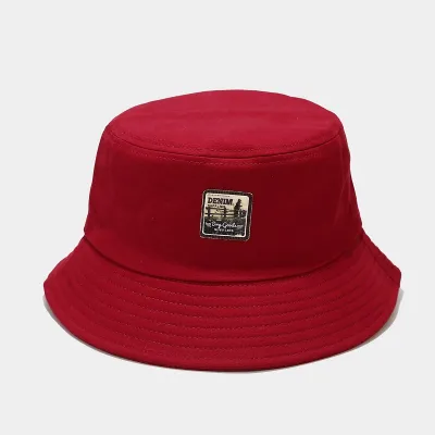 Simple Neutral Solid Color Sunshade Flat Top Bucket Hat for Men Women