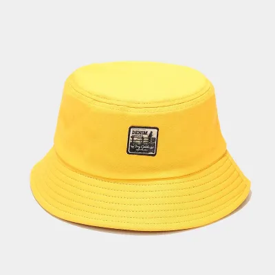 Simple Neutral Solid Color Sunshade Flat Top Bucket Hat for Men Women