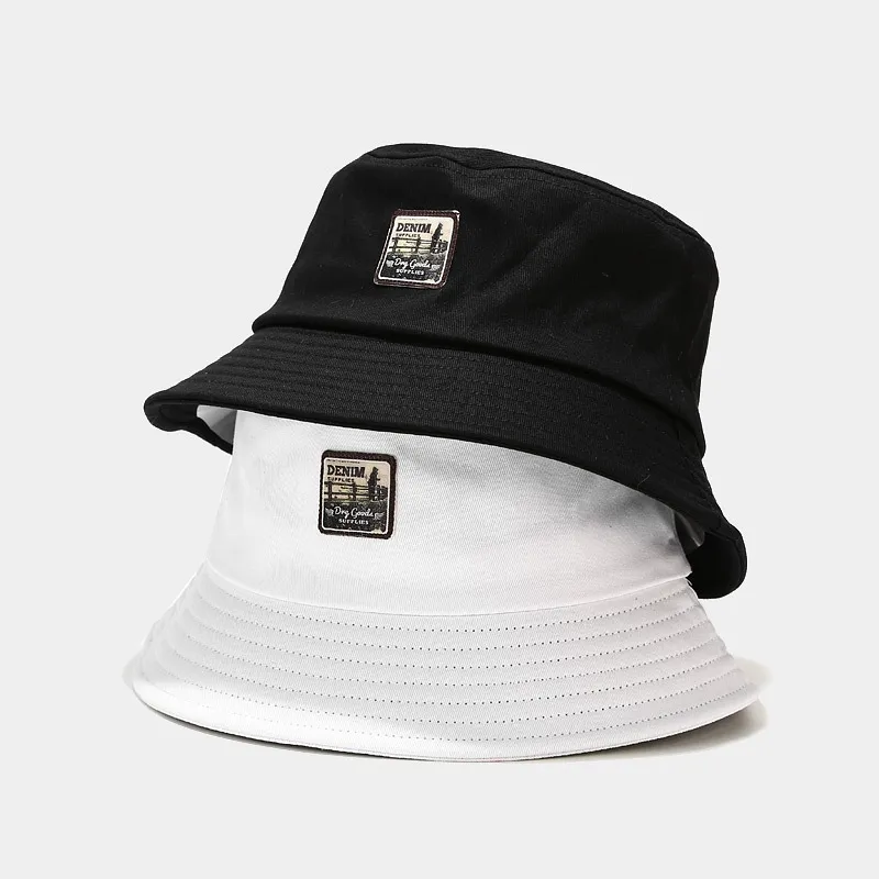 Simple Neutral Solid Color Sunshade Flat Top Bucket Hat for Men Women