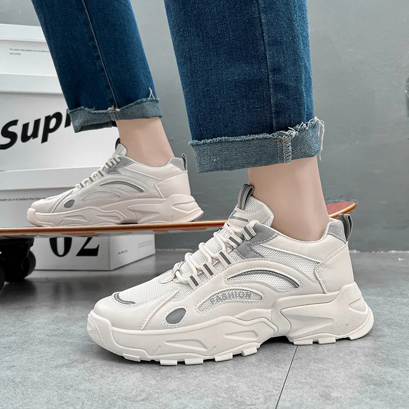 Men Fashion Casual Commuter Letter Lace-Up Thick-Soled Mesh Sneakers