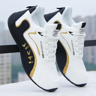 Men Fashion Casual Letter Lace-Up Flat PU Sneakers