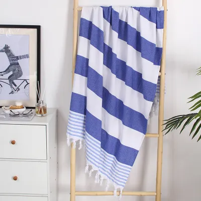 Simple Fashion Tassel Stripe Cotton Thickened Absorbent Beach Towel