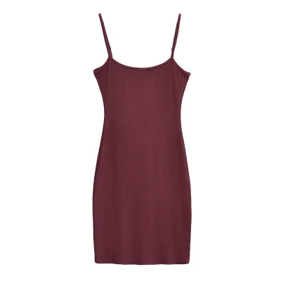 Women Stretch Bodycon Sundress - Slim Fit Cotton Spandex Sleeveless High Waist