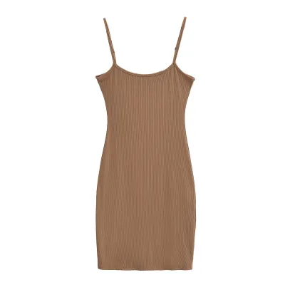 Women Stretch Bodycon Sundress - Slim Fit Cotton Spandex Sleeveless High Waist