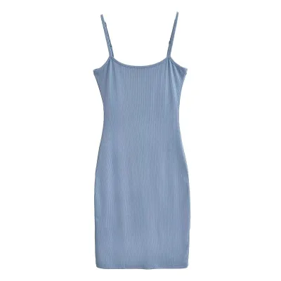 Women Stretch Bodycon Sundress - Slim Fit Cotton Spandex Sleeveless High Waist