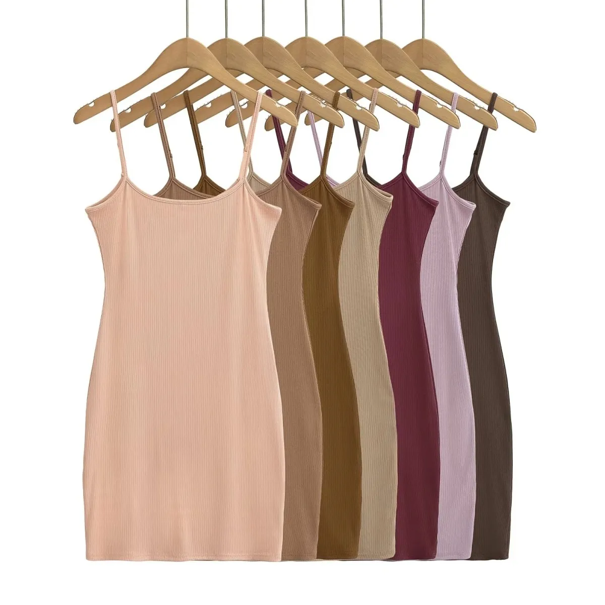 Women Stretch Bodycon Sundress - Slim Fit Cotton Spandex Sleeveless High Waist