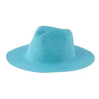 Women Fashion Solid Color Straw Woven Sunscreen Hat