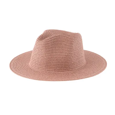 Women Fashion Solid Color Straw Woven Sunscreen Hat
