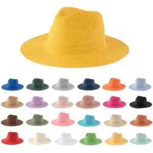 Women Fashion Solid Color Straw Woven Sunscreen Hat