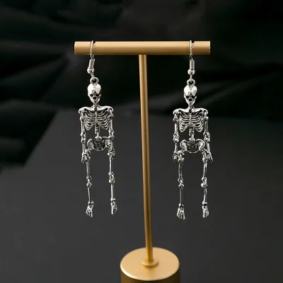 Halloween Women Cartoon Skull Blue Mesh Earrings