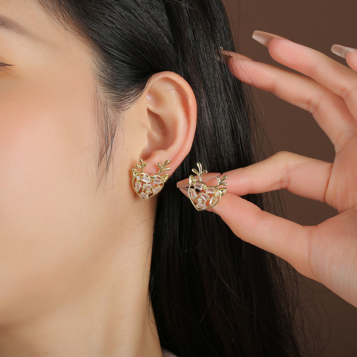【TATIANA】Heart Gemstone Ribbon EarJacket Earring EC3108 ☆TATIANA☆ Silver 925 Heart Gemstone Ribbon Ear Jacket Earr