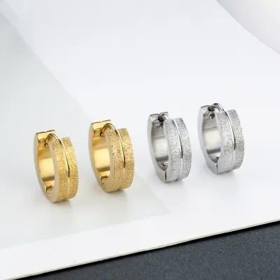 Women Simple Fashion Circle Stainless Steel Earrings