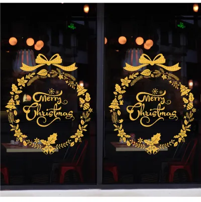 Christmas Glitter Snowflake Window Stickers PVC Waterproof Cartoon Party Decor for Living Room Bedroom Outdoor
