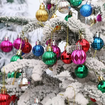 3Cm Christmas Multicolor Plating Ball Pendant 12Pcs Set