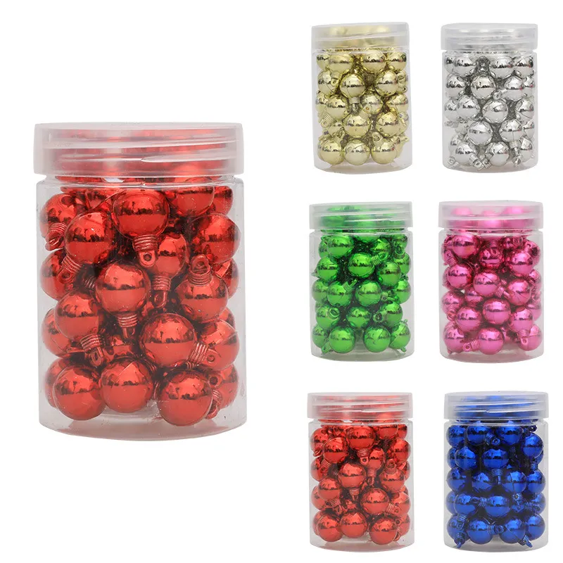 Christmas Plating Smooth Ball 1.5Cm Mini Hanging Ball 48pcs Set