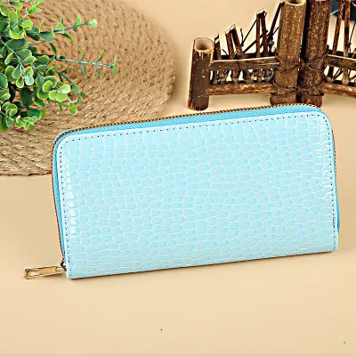 Women Fashion Solid Color PU Long Purses Business Commute Wallet