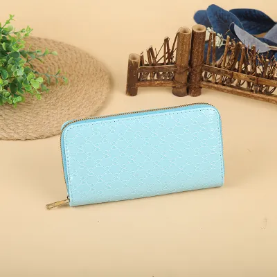 Women Fashion Solid Color PU Long Purses Business Commute Wallet