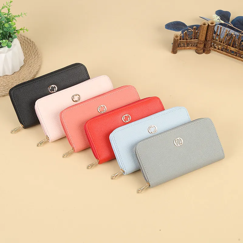 Women Urban Simplicity Large Capacity Zipper Long PU Leather Purses Bags