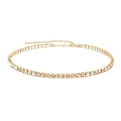 Women Simple Rhinestone Chain Necklace