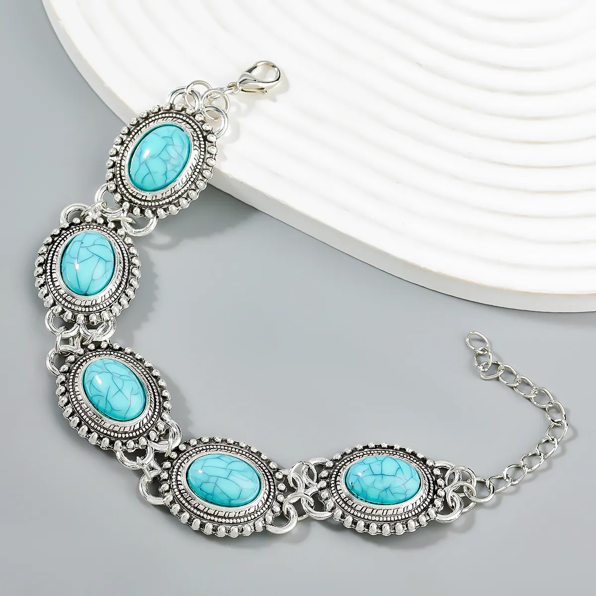 Women's Exaggerated Alloy Turquoise Bracelet, Personality Trend Geometric Style