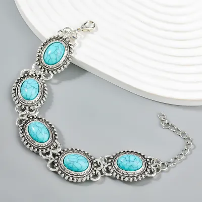 Women's Exaggerated Alloy Turquoise Bracelet, Personality Trend Geometric Style