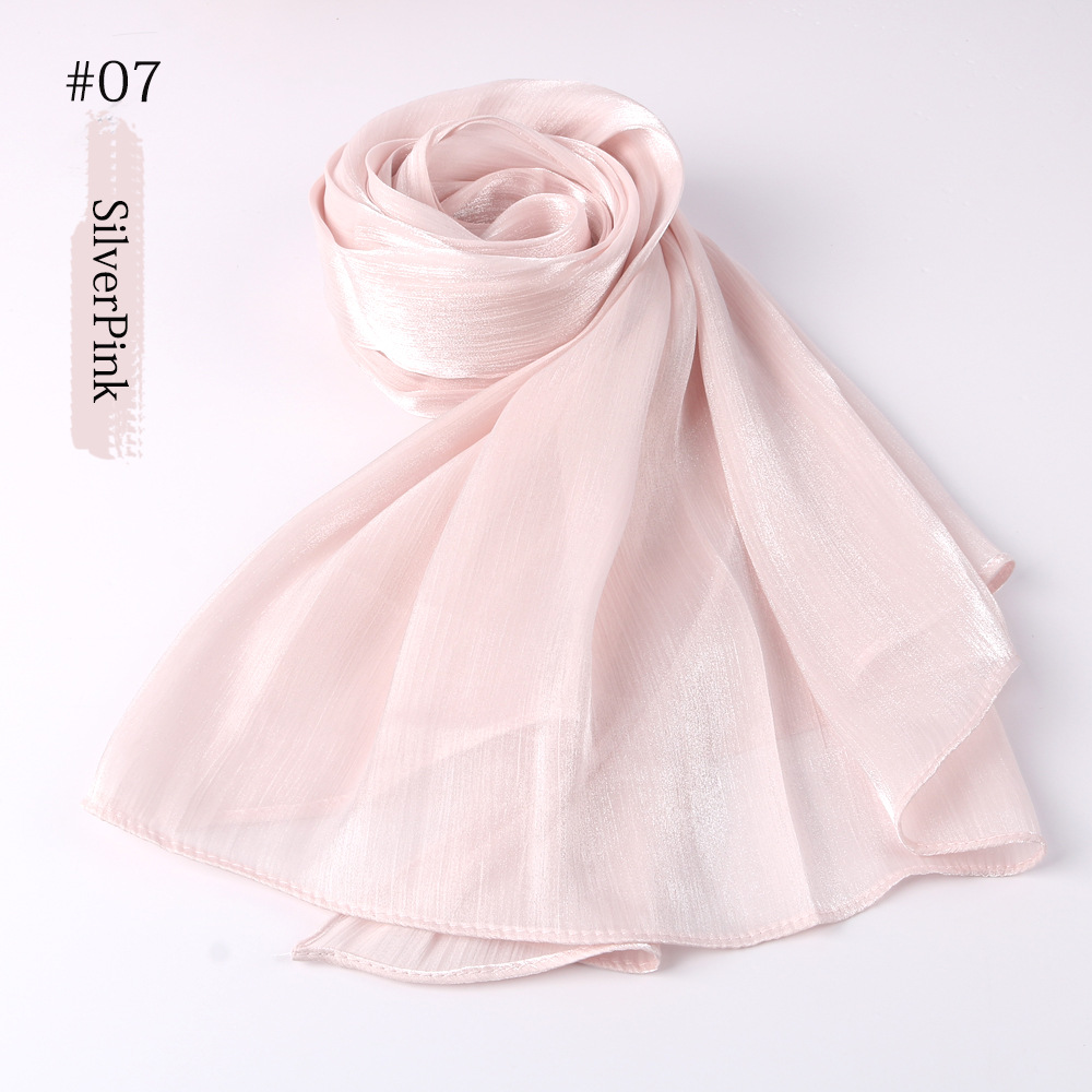 Wholesale Women Fashion Solid Color Soft Bright Silk Scarf