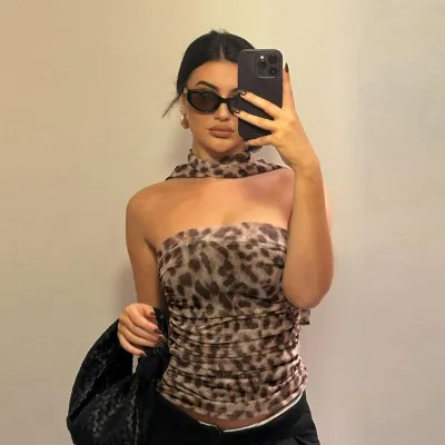 Sexy Summer Women Fashion Street Hot Girl Leopard Print Slim Tube Top