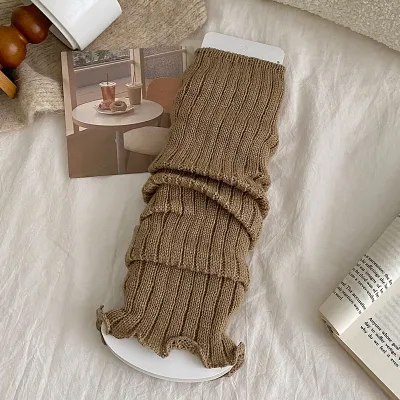 Stacked Solid Color Knitted Lolita Mid-Socks Leg Warmers For Women Autumn Winter