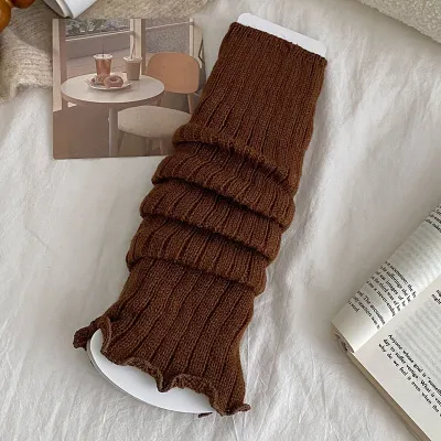 Stacked Solid Color Knitted Lolita Mid-Socks Leg Warmers For Women Autumn Winter