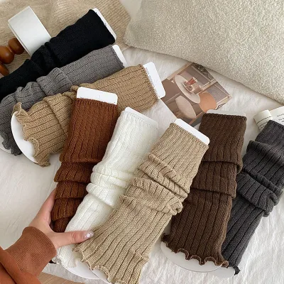 Stacked Socks Girl Solid Color Knitted Lolita Mid-Socks Autumn And Winter Leg Warmers