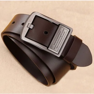 Men Genuine Leather Retro Cowhide Pin Buckle Belt