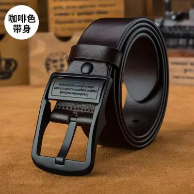 Men Genuine Leather Retro Cowhide Pin Buckle Belt