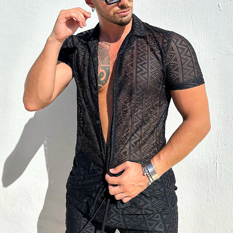 Wholesale Men Summer Fashion Casual Solid Color Hollow Short Wholesale Men Summer Fashion Casual Solid Color Hollow Short