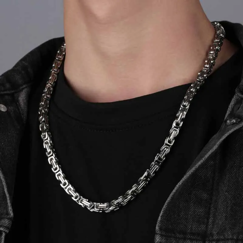 Men Fashion Casual Vintage Hip Hop Titanium Steel Necklace