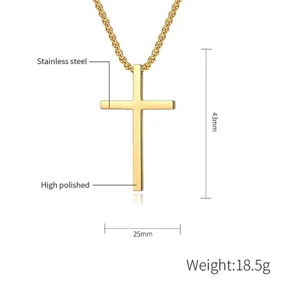 Men's Fashion Casual Stainless Steel Cross Pendant Necklace