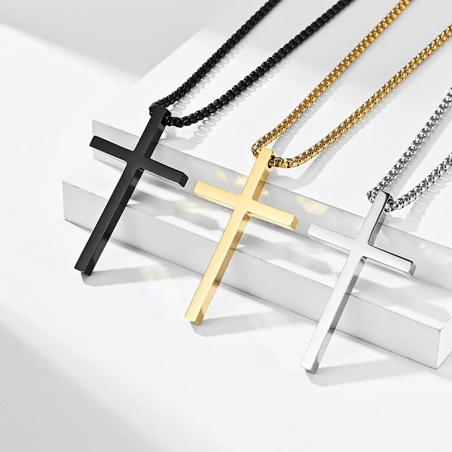 Men's Fashion Casual Stainless Steel Cross Pendant Necklace