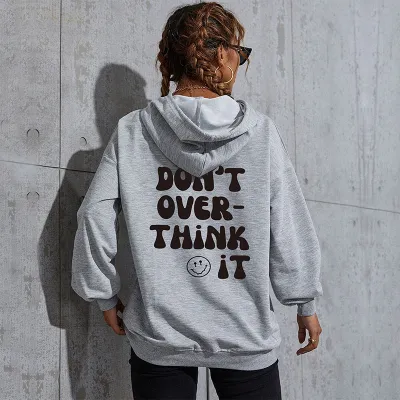 Women Casual Letter-Print Loose Hoodie