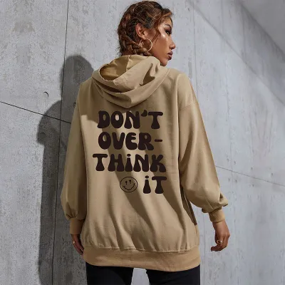 Women Casual Letter-Print Loose Hoodie