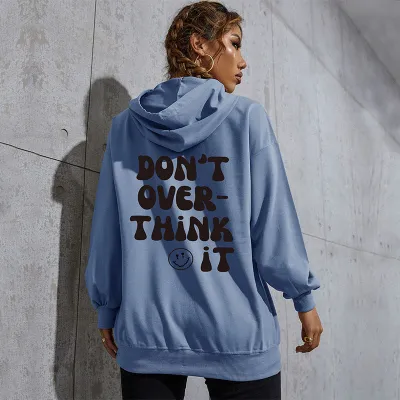 Women Casual Letter-Print Loose Hoodie
